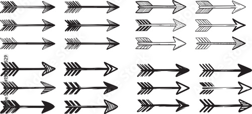 An illustration of several arrows facing different directions, emphasizing direction, movement, and decision-making