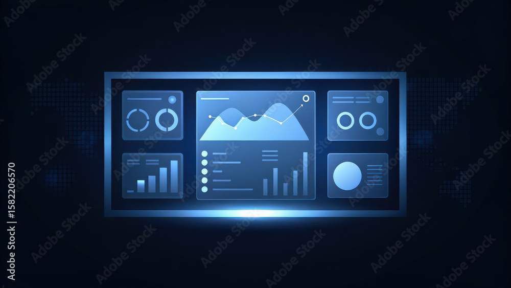 Fototapeta premium Digital analysis tools display data insights on sleek interface, showcasing graphs and metrics