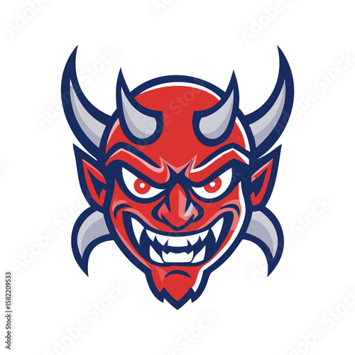Devil mascot logo designs isolated 
