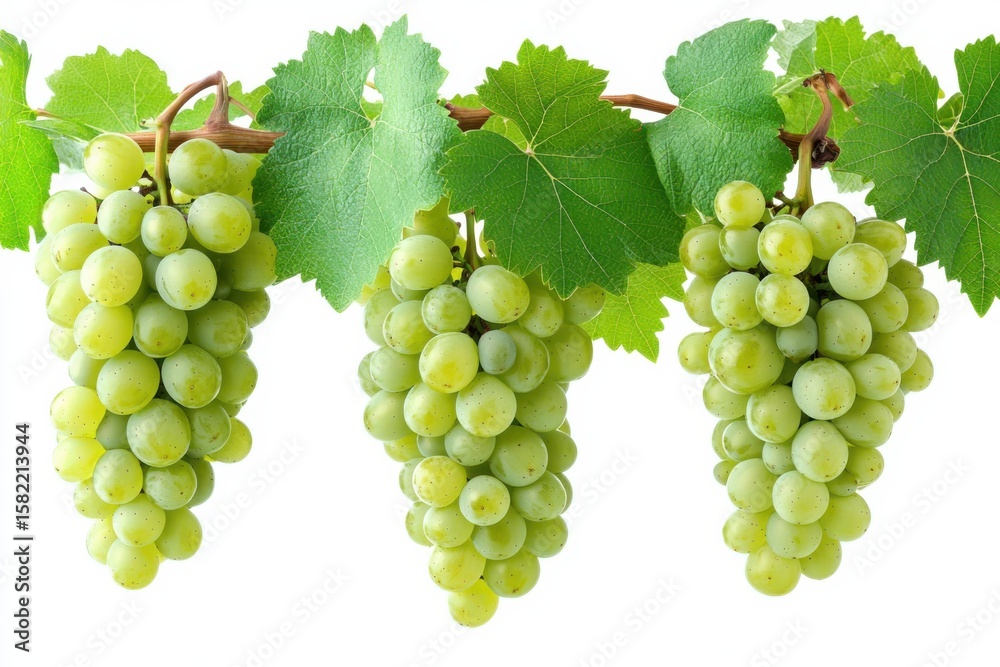 custom made wallpaper toronto digitalFresh Green Grapes on the Vine A Delicious and Healthy Snack for Summer Fun on white background. Generative Ai