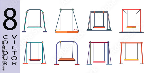 Flat Swing Illustration  Kids Playground Fun and Outdoor Activity Vector Icon