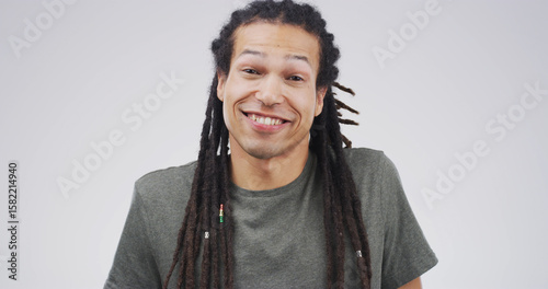 Valokuva Portrait, happy and creative man in studio as confident copywriter for business