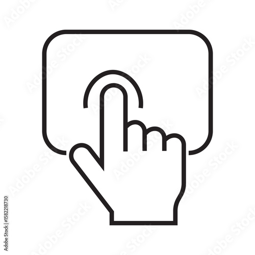 Outline icon of a hand tapping a screen, symbolizing interaction with touchscreen devices, mobile input, or gesture control. editable stroke. vector illustration