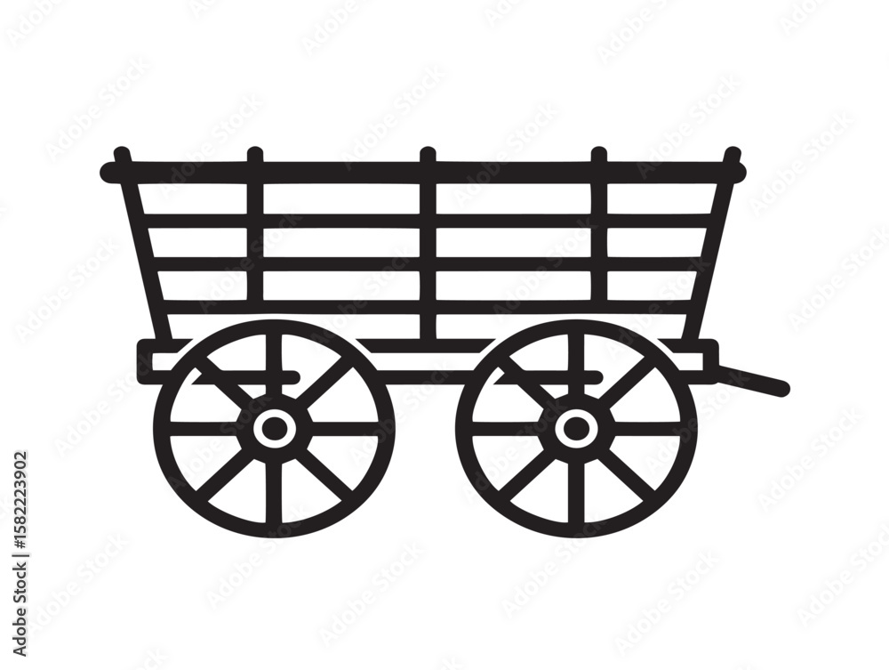 Fototapeta premium Minimal Line Art Wagon Cart Icon Vector Design 