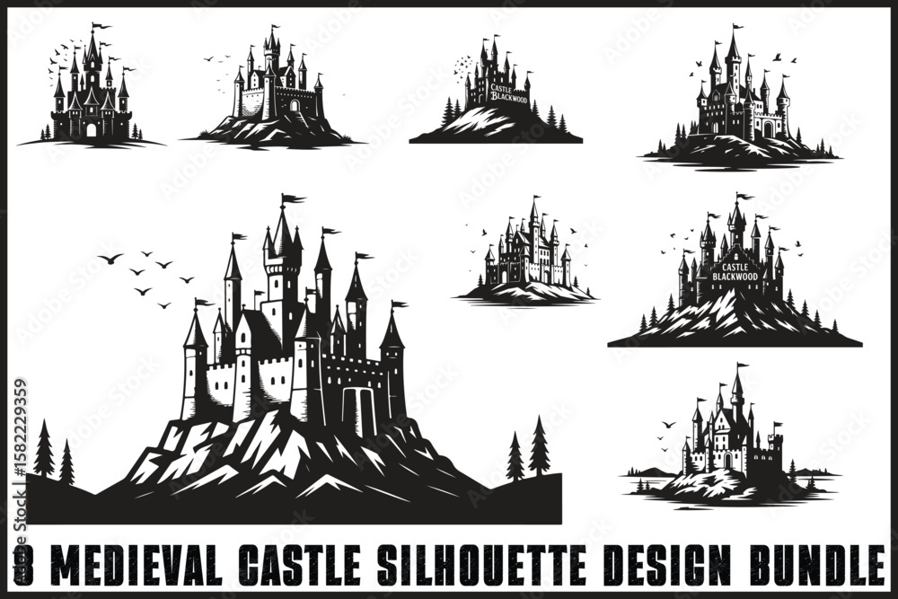 Obraz premium Medieval Castle Silhouette Bundle