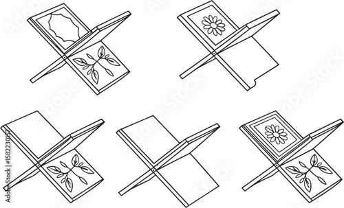 Islamic book stands with floral and geometric designs quran religious