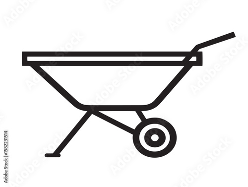 Sleek Line Art Wheelbarrow Vector Design