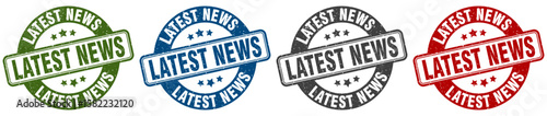 latest news stamp. latest news round stamp set isolated on white background