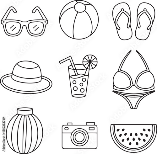 Summer vacation objects collection sunglasses beach