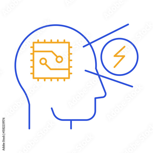 System – Circuit and Gear Representing Structure and Process Organization. Vector Icon