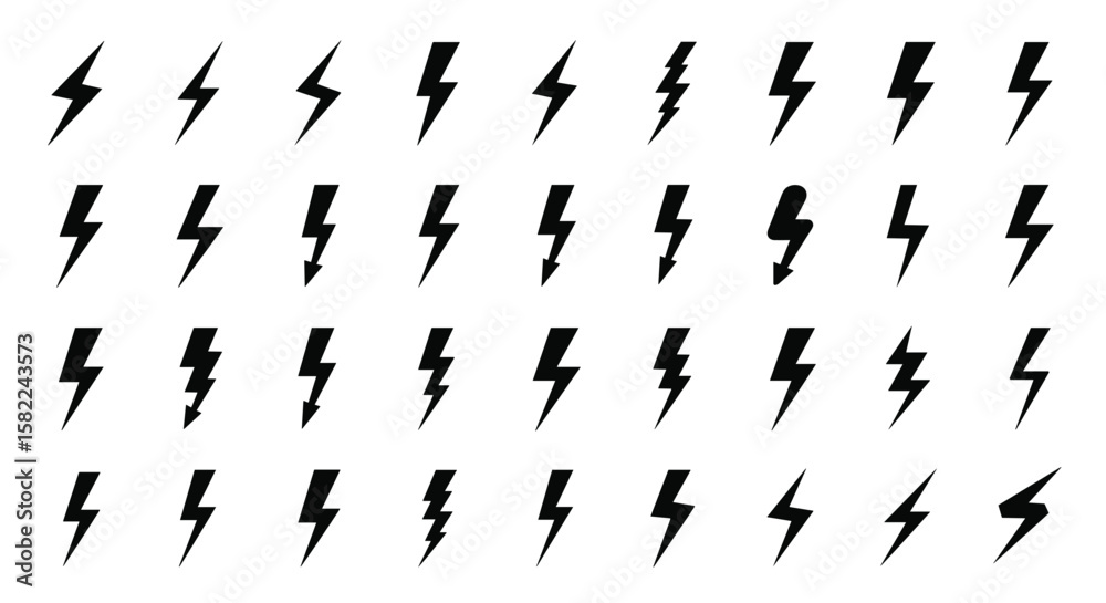 Electric bolt iconography power symbols abstract energy flashes collection energetic symbols lightning strike graphics Electric bolt iconography power symbols abstract energy flashes collection energetic symbols lightning strike graphics
