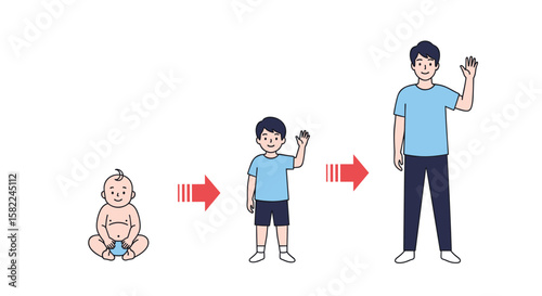 Human growth and development stages from infancy to adulthood