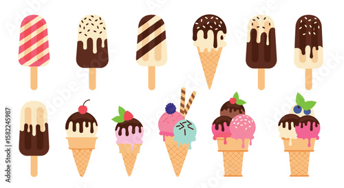 A vibrant collection of delicious ice cream treats and popsicles for summer refreshment