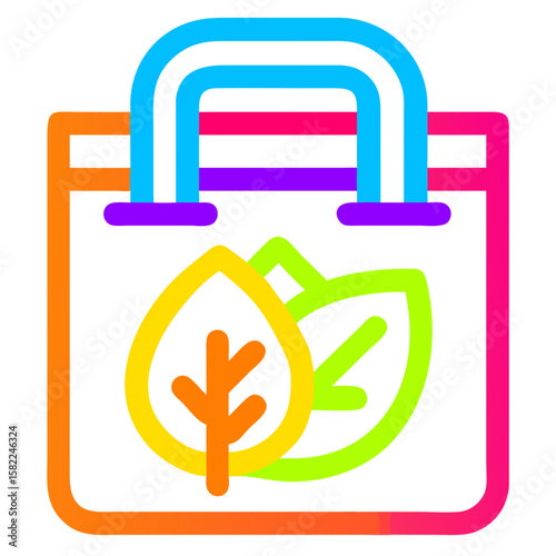 Eco-Friendly Shopping Bag Icon with Leaves Design for Sustainability Blogs, Environmental Awareness Websites, Green Living Content, and Eco-Conscious Campaigns  