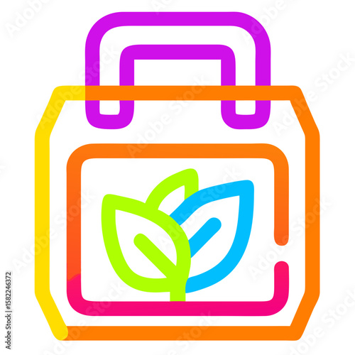 Colorful Eco-Friendly Bag Icon Featuring Leaves for Sustainable Living, Environmental Awareness, Green Products, Organic Lifestyle, and Eco-Conscious Brands  