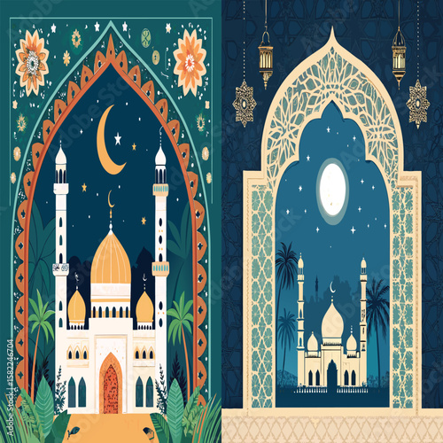 Ramadan Eid Mubarak. Modern Islamic pattern