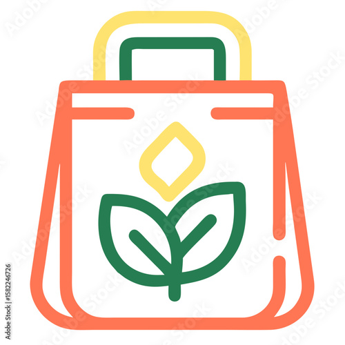 Eco-Friendly Shopping Bag Icon with Leaf Design for Sustainable Living Concepts, Environmental Awareness Campaigns, Green Lifestyle Blogs, and Eco-Conscious Merchandising  