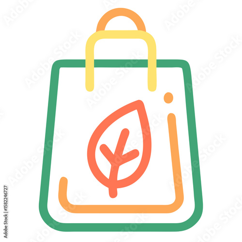 Eco-Friendly Shopping Bag with Leaf Symbol for Sustainability Blogs, Green Living Websites, Environmental Awareness Graphics, and Eco-Conscious Branding  