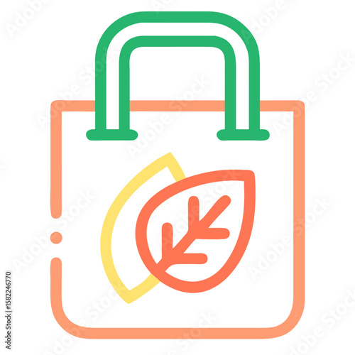 Eco-Friendly Shopping Bag Icon with Leaf Design for Sustainable Living Blogs, Environmental Awareness Websites, Green Products, and Eco-Conscious Marketing Materials  