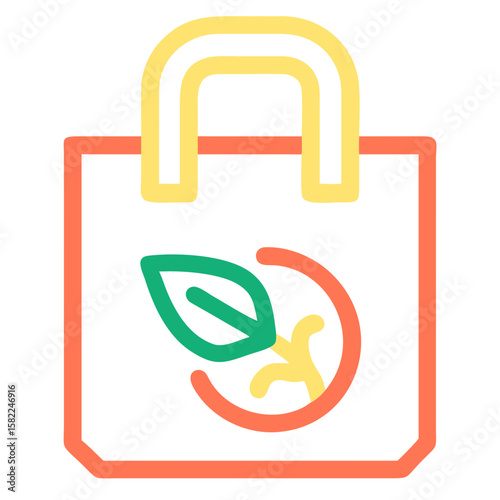 Eco-Friendly Shopping Bag with Leaf Design for Sustainable Living Blogs, Green Lifestyle Websites, Grocery Shopping Tips, and Environmental Awareness Campaigns  
