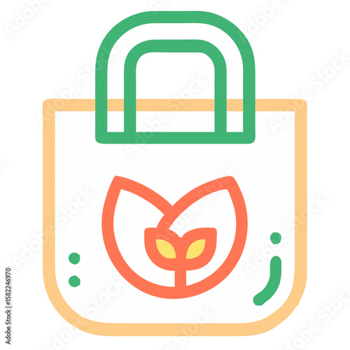 Eco-Friendly Shopping Bag Icon with Leaf Design for Sustainable Living Blogs, Green Products Websites, Environmental Awareness Campaigns, and Online Retail Platforms  