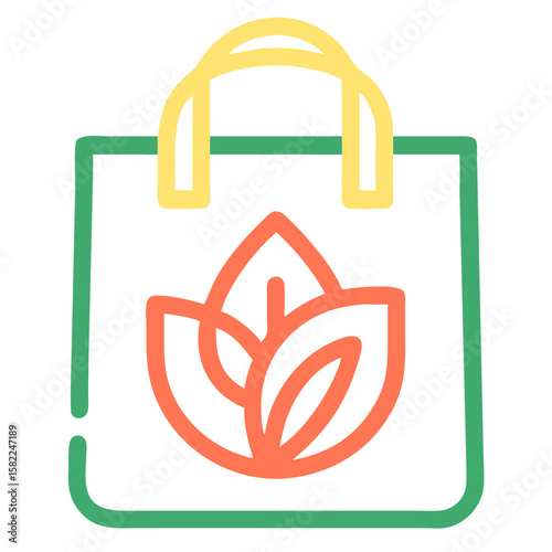 Eco-Friendly Shopping Bag with Leaf Design for Sustainability Blogs, Environment Awareness Websites, Green Living Education, and Eco-Conscious Brands  