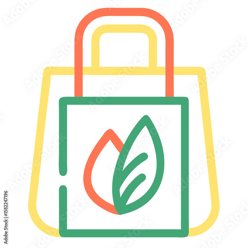 Eco-Friendly Shopping Bag Icon with Leaf Design for Sustainability Blogs, Environmental Awareness Websites, Green Living Content, and Social Media Campaigns  