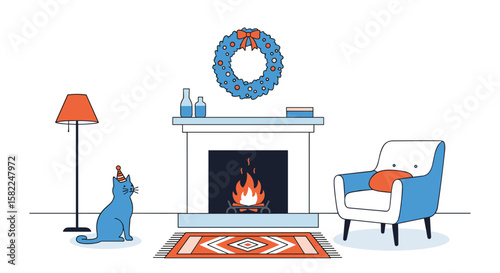 Festive feline fun by the fireside holiday cheer and cozy ambiance