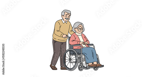 Elderly couple receives compassionate care and assistance with mobility challenges