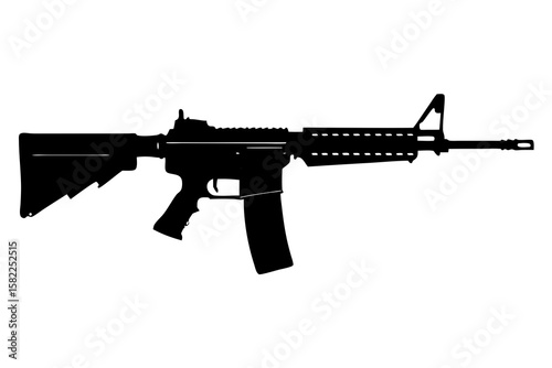 Rifle silhouette, a modern firearm in black color