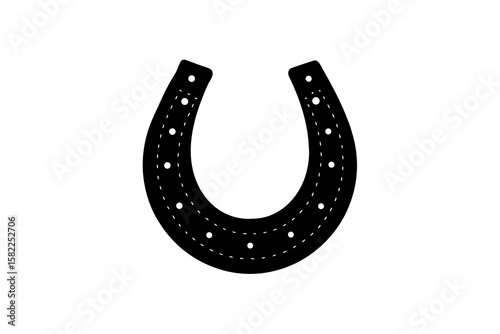 Black horseshoe symbol with white dots design