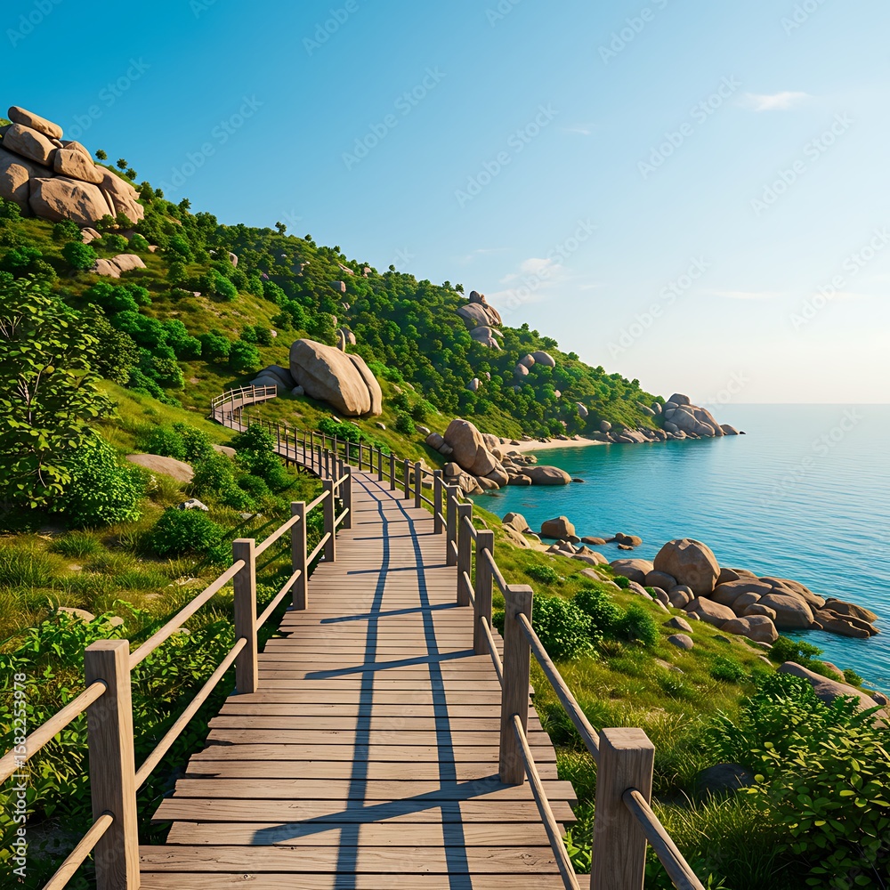 Obraz premium 碧海青山の小道