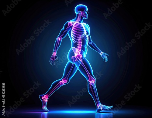 Walking Human Skeleton in Motion Anatomy CG Art