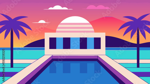 swimming pool in tropical resort