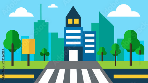 city landscape with trees