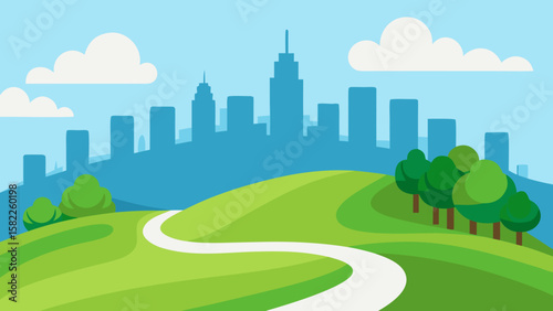 city landscape with trees