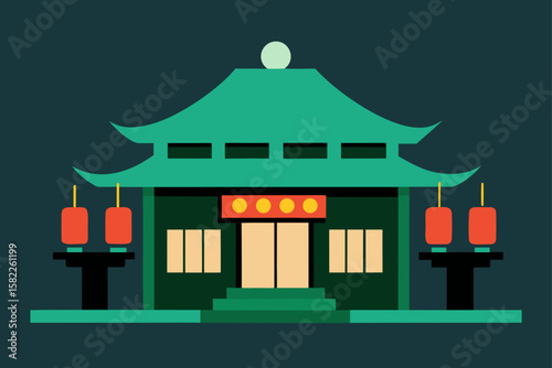 Vector illustration of a restaurant menu design for a cafe, featuring a house icon and shop sign