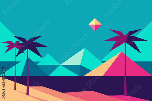vector illustration of a beach