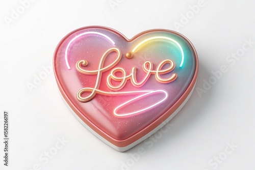 3d love valentine icon on White Background
