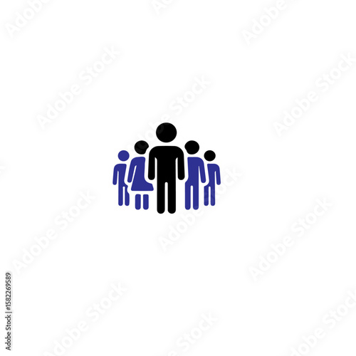 A group of stick figures with one figure leading the other figures
