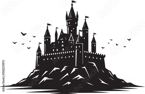 Medieval Castle Silhouette Set