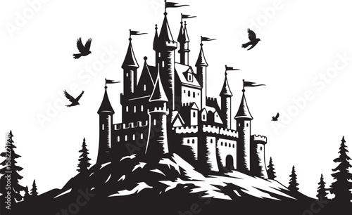 Medieval Castle Silhouette Set
