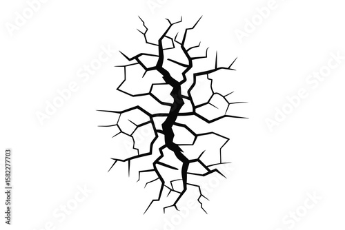 Ground cracks breaks on land surface vector on white background