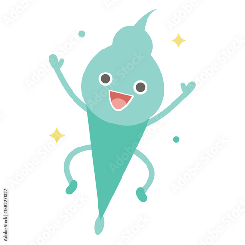 vector mascot logo of an excited ice cream jumping.eps