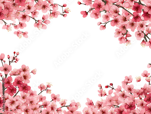 Wallpaper Mural Pink Cherry Blossom Frame on Transparent Background, PNG Torontodigital.ca