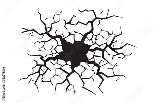 Distressed cracked wall vector silhouette on white background
