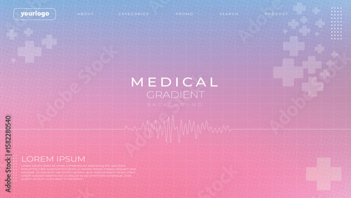 Soft Pastel Medical Gradient Background with Abstract Health Symbols