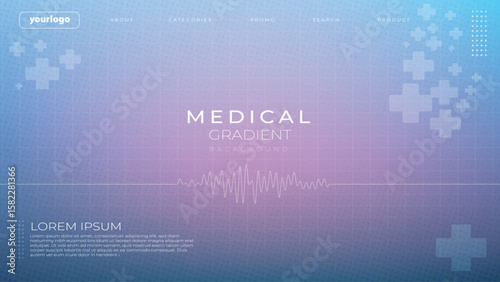 Soft Pastel Medical Gradient Background with Abstract Health Symbols