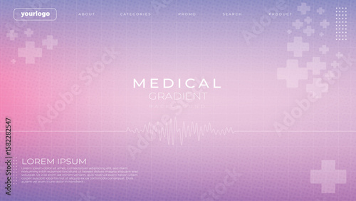 Soft Pastel Medical Gradient Background with Abstract Health Symbols