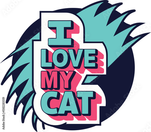 Express your affection for feline companions with this charming typography design featuring a heartwarming message about loving your cat